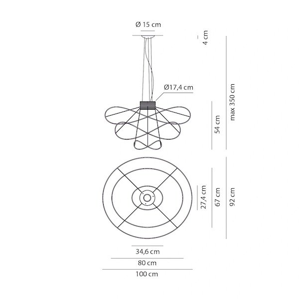 Axolight ꥢƥꥢHoops SP3Schwarz (W1000D920H540mm) 