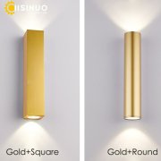 【IISINUO】屋外用 デザインウォールブラケット照明 ゴールド（H300〜H1000mm）***
