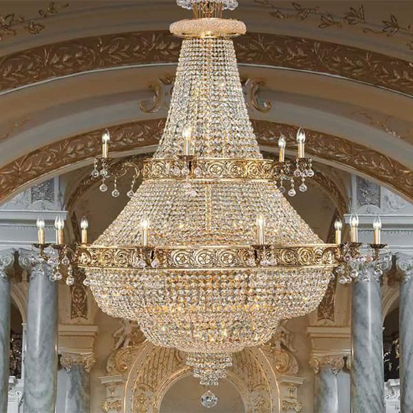 ゴールド クリスタルシャンデリア LA LUCE】大型クリスタルシャンデリア 105灯 ゴールドorクローム