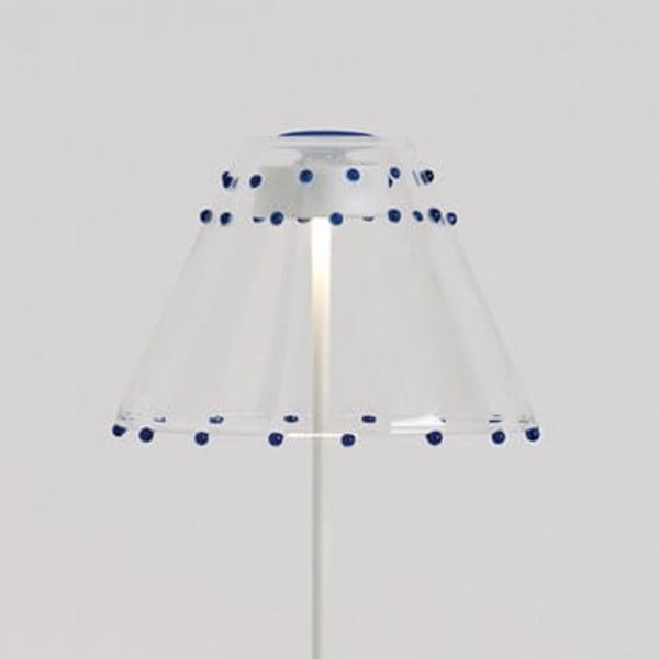 【2台在庫有！】【zafferano】イタリア・ガラスカバー LED充電式テーブルライト スワップ プロ用 ブルー （Φ130×90mm） 