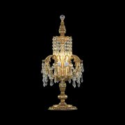 【Asfour Crystal】エジプト・クリスタルテーブルライト アンティークゴールド 3灯 (Φ300×H590mm)