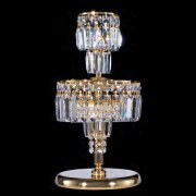 【Asfour Crystal】エジプト・クリスタルテーブルライト ゴールド 3灯 (Φ250×H500mm)