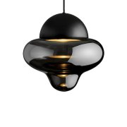 【DESIGN BY US】デンマーク・北欧照明 ガラスボールペンダント照明 「Nutty XL – Smoke, Black」LED（Φ300×H290mm）