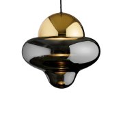 【DESIGN BY US】デンマーク・北欧照明 ガラスボールペンダント照明 「Nutty XL – Smoke, Gold」LED（Φ300×H290mm）