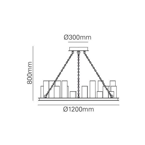 【MARETTI】オランダ・フープ型インテリア照明「CRYSTAL STONE PLATEAU」24灯  BLACK（φ1200mm）