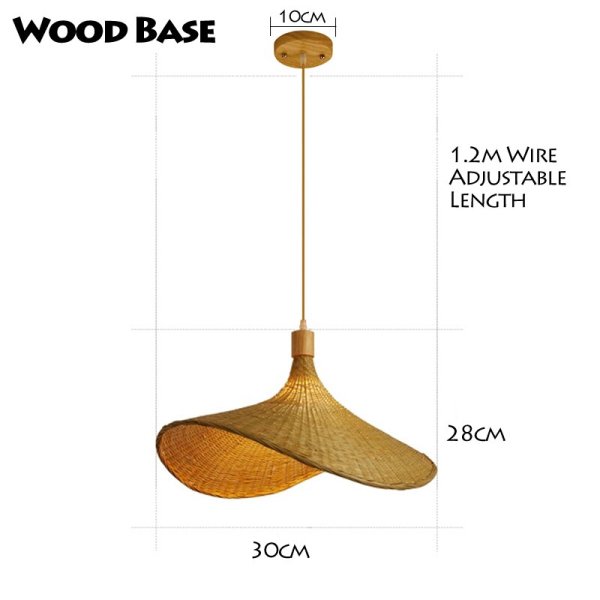 インテリア照明 籐の竹製ペンダントライト 1灯（W300×H280mm