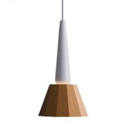 【MOARE】日本製・飛騨木のサステナブルな木製照明 「ティーポペンダント」 ホワイト／オーク 1灯(Φ162×H313mm)