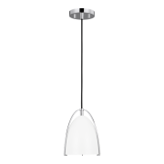 【GENERATION LIGHTING】アメリカ・Sea Gull Collectionペンダントライト「Norman」ミニ 1灯 クローム／ホワイト (Φ159×H191mm)<img class='new_mark_img2' src='https://img.shop-pro.jp/img/new/icons1.gif' style='border:none;display:inline;margin:0px;padding:0px;width:auto;' />
