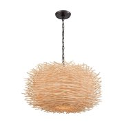 【Burke Decor Home】アメリカ・ペンダントライト「Bamboo Nest」3灯 ブロンズ(W585×H331mm)