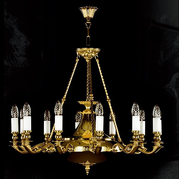 ART GLASS】真鍮製アンティーク調シャンデリア「GERALDINA」12灯(W720 