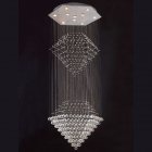 【LA LUCE】ワイヤーアート・クリスタルシーリングシャンデリア 10灯 クローム(φ800×H2000mm)