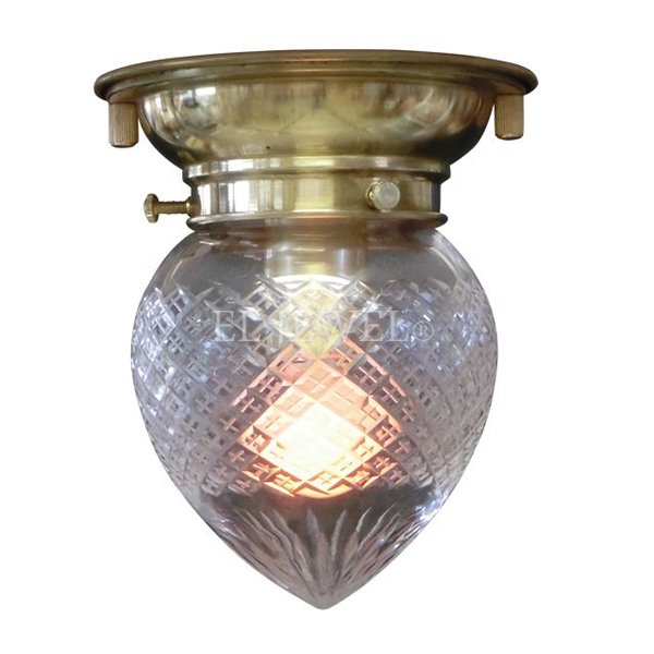 【LAMPS】アンティーク調ガラスシェード・シーリングシャンデリア 1灯(W120×D120×H135mm)