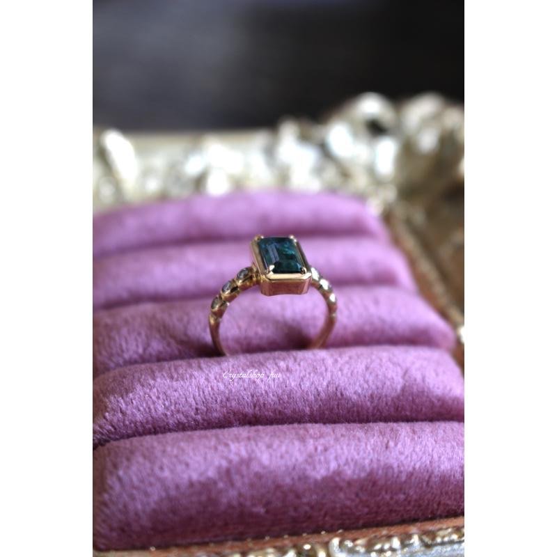 アフガニスタン産グリーントルマリンwithダイヤモンドのリング（k18） - 天然石とヒーリングのお店 ‐ Crystal Shop Fuu