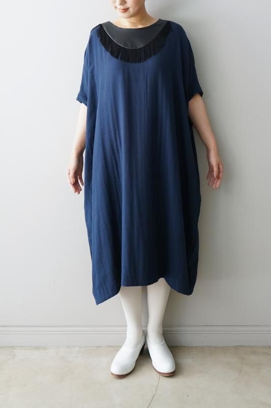 Youmolaugh ハデスフリンジワンピース Navy Mofmof Clothes Accessories Youmolaugh ハデスフリンジワンピース Navy Mofmof Clothes Accessories