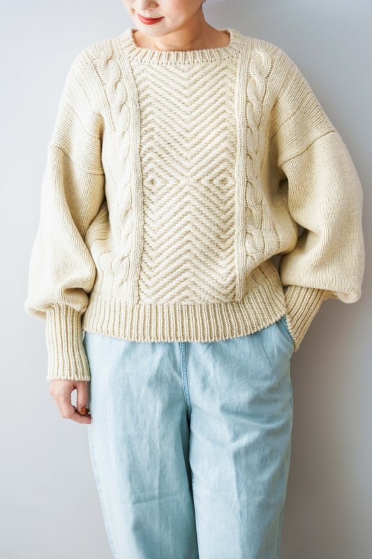 WONDER FULL LIFE Hand knit sweater（Off white） - mofmof