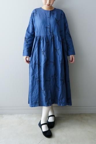 LILOU+LILY embroidery One piece  (Blue)