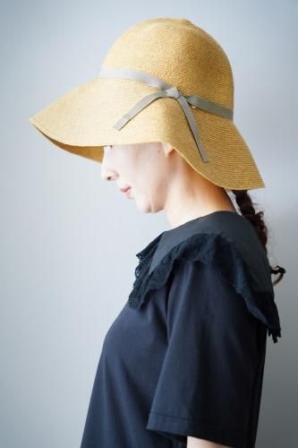 abu  Thin ribbon Straw hat (Beige)