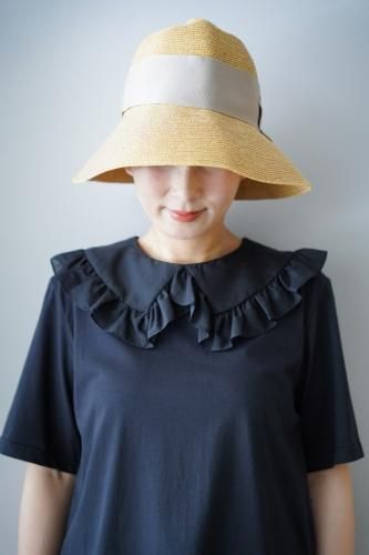 abu  Thick ribbon Straw hat (Beige)