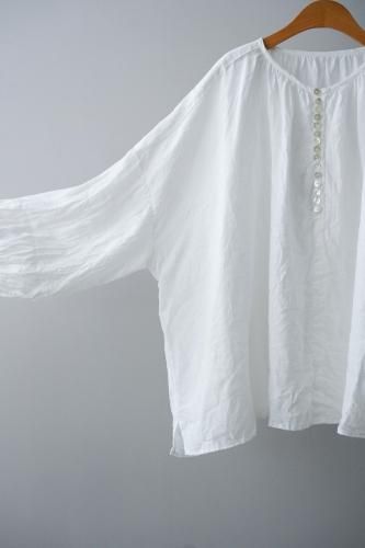 saleUNIVERSAL TISSU  Linen Gather Blouse  ( White)-10%OFF