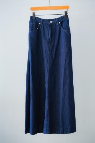 UNIVERSAL TISSU Cotton linen denim skirt (indigo blue)