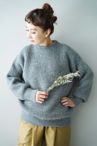 archi Alpaca low gauge knit（Gray）