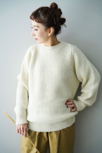 archi Alpaca low gauge knit（White）