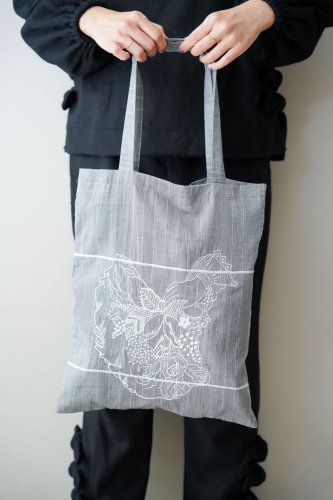 【sale】mudoca  Embroidery eco bag(Charcoal gray)-30%OFF