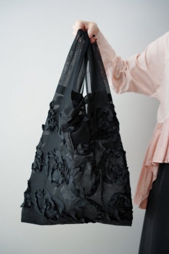 【sale】mudoca Tape embroidery Bag (Black)-L-size-30%OFF