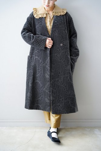 【sale】Heriter Quilted embroidery coat(Dark gray)-30%OFF
