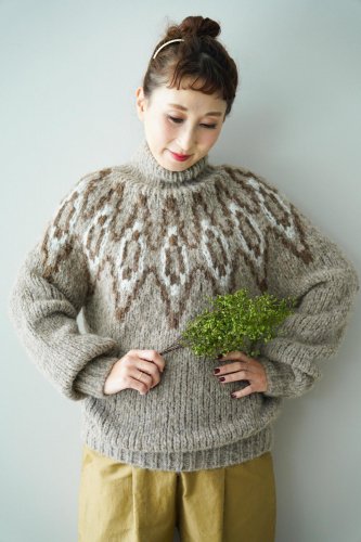 【sale】archi Alpaca nordic big turtle knit（brown）-30%OFF