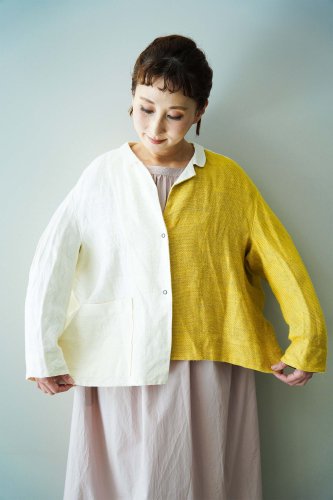 D-due Knit jacket（Yellow×White）