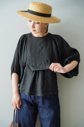si-hirai linen blouse (Black)