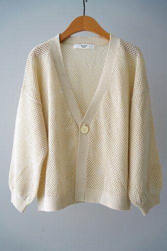UNIVERSAL SEVEN Linen cotton knit mesh cardigan（Ivory）