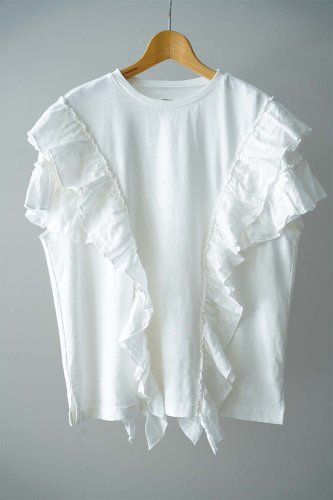 UNIVERSAL USA cotton frill pullover（White）