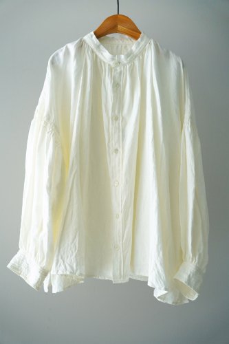 【sale】UNIVERSAL TISSU Linen shirring blouse（Off-white）-10％OFF