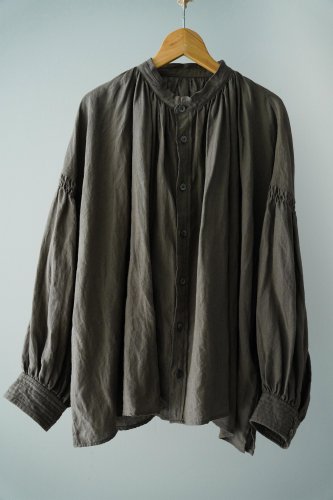 【sale】UNIVERSAL TISSU Linen shirring blouse（Mocha）-10％OFF