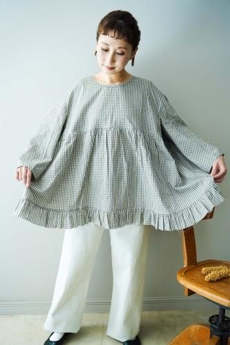 saleD-due Gingham check blouseCheck-30OFF