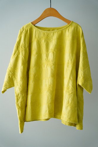 LILOU+LILY Botanical embroidered T blouse（Yellow）