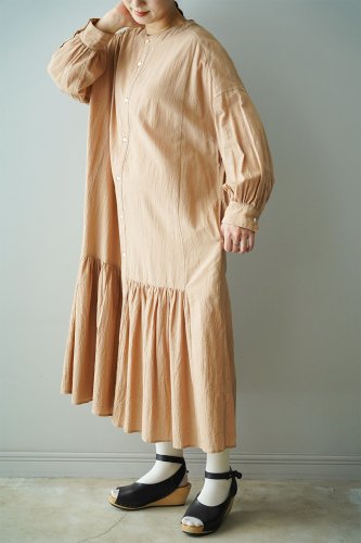 【sale】GALARIE TISSU Organic georgette panel dress(Mocha)-20%OFF