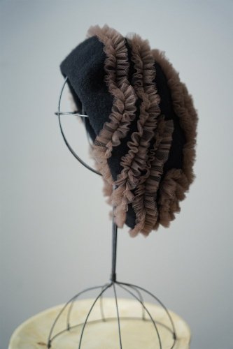 【sale】バラ色の帽子 Tulle tape beret（Black）-15%OFF