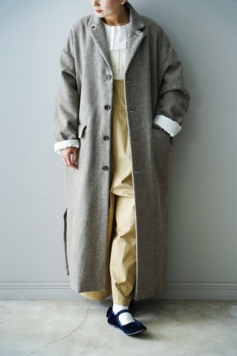 【sale】TISSU Wool herringbone tweed long coat（Beige Herringbone）-30%OFF