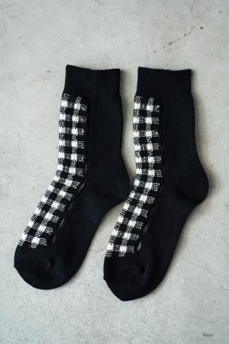 BANSAN Gingham check hall socksBlack