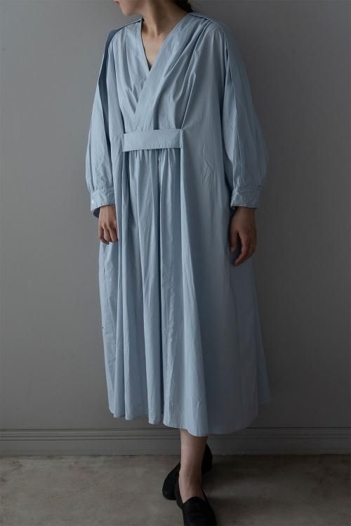 UNIVERSAL TISSU Natural typewriter tuck dress Smokey sax 