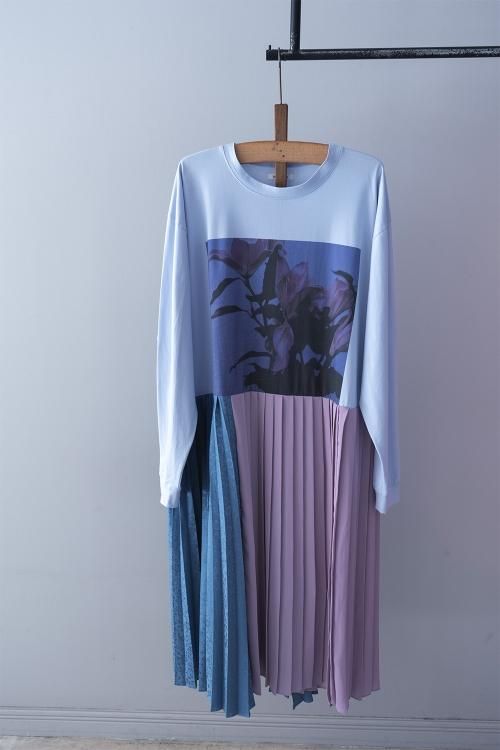 YEAH RIGHT!!  Pleats OP Print L/S T Purple / Yuri 