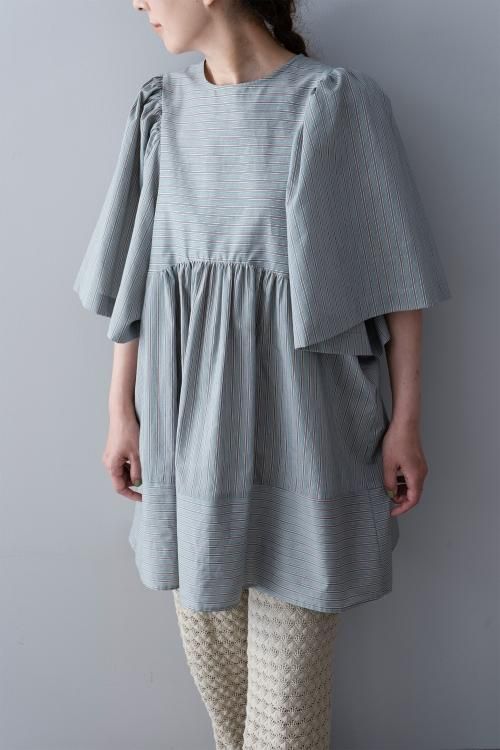 Heriter Cotton Silk Stripe Tunic  ( Green )