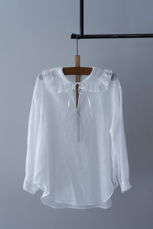Heriter Organdy Frill Color Blouse ( White )