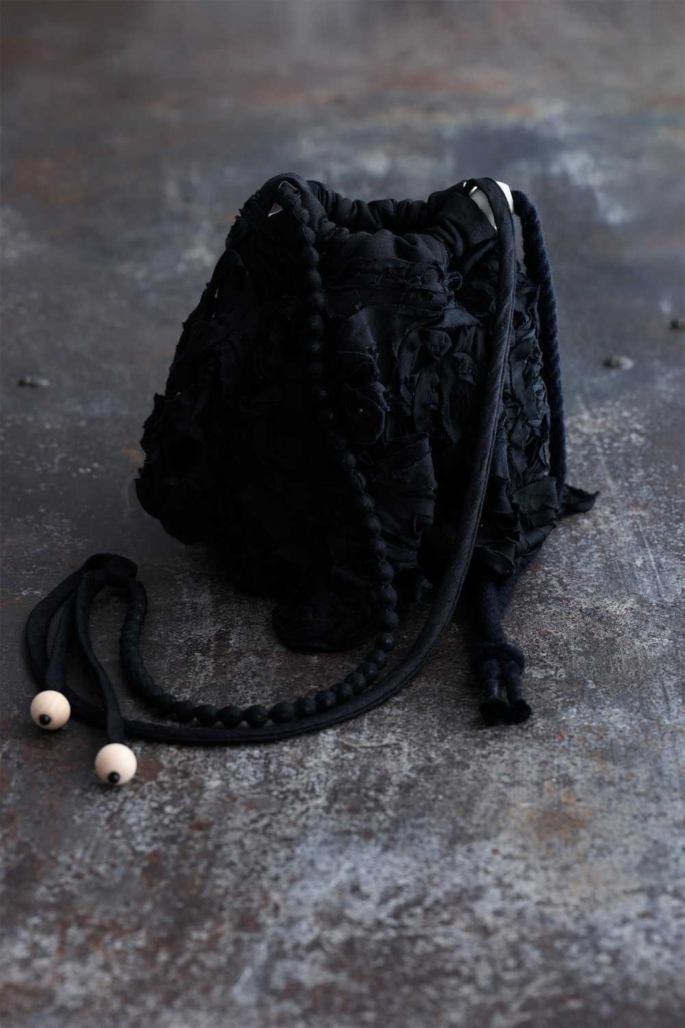 mudoca  Cord Embroidery Pochette ( Black )