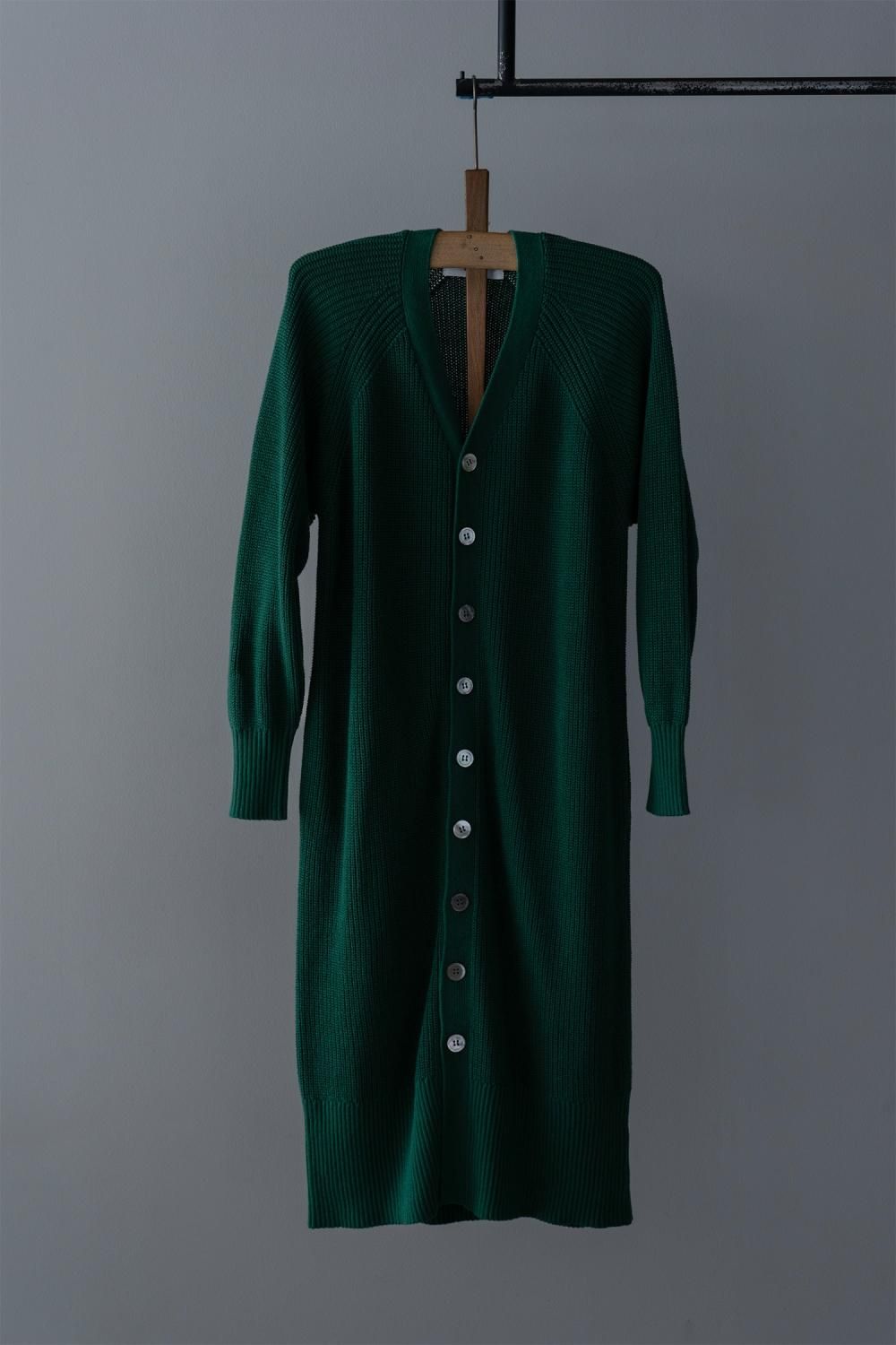 UNIVERSAL SEVEN Cotton Knit Long Cardigan Viridian 
