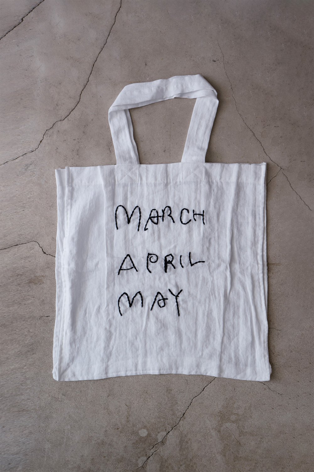 March April May Linen Tote Bag L（ White ）
