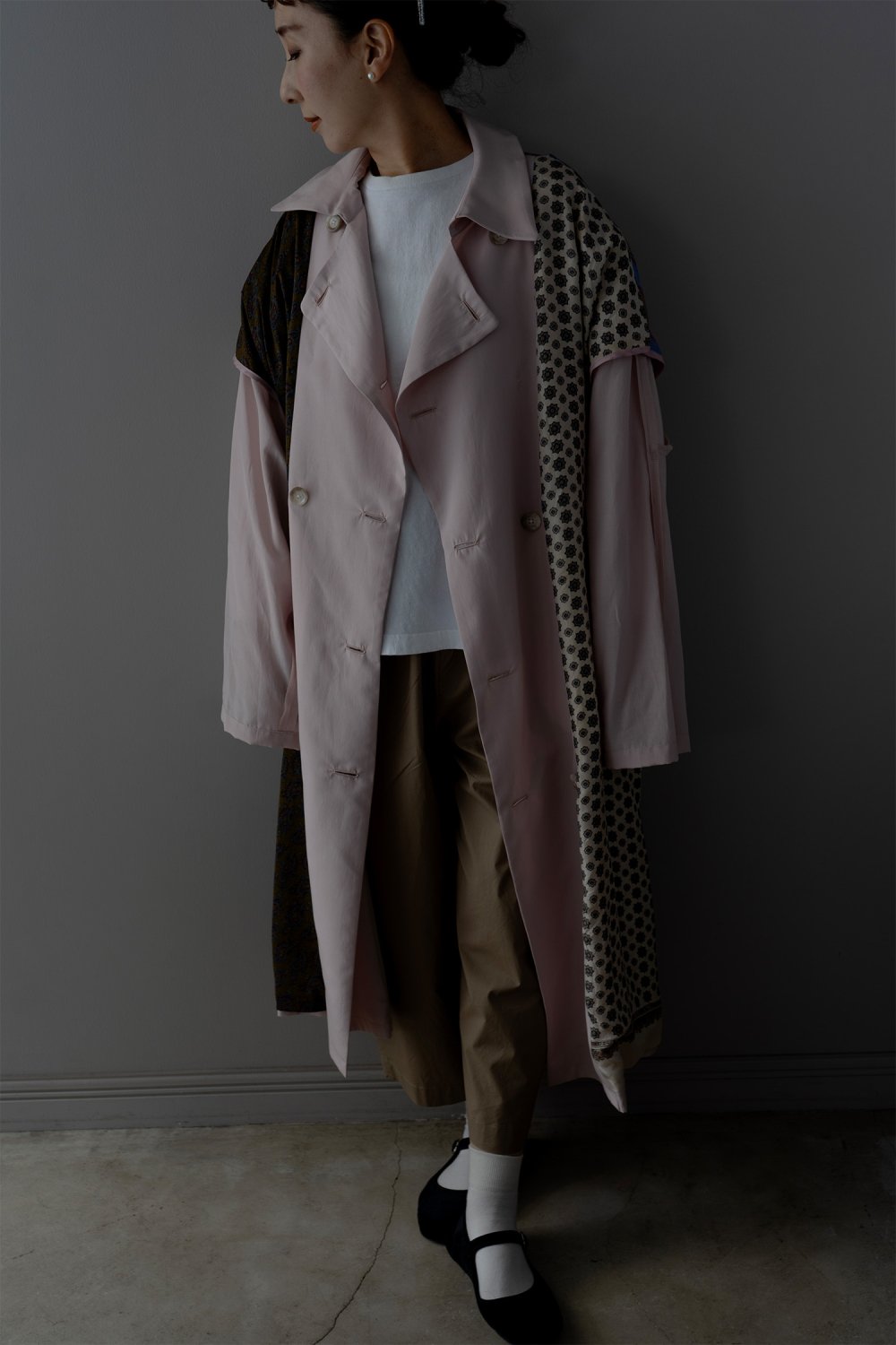 YEAH RIGHT!!  Scarf-Lined Trench Coat（ Pink ）